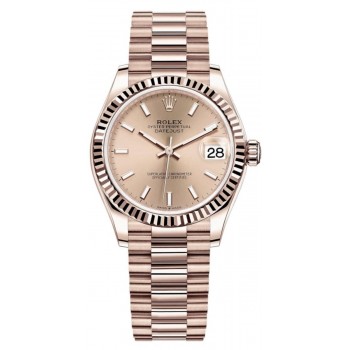 Réplique Montre Rolex Datejust 31 Everose pour femme avec cadran rose en or M278275-0037