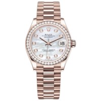 Réplique Montre pour femme Rolex Datejust 31 Everose Gold avec cadran en nacre et lunette en diamant M278285RBR-0005