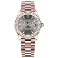 Réplique Montre pour femme Rolex Datejust 31 Everose Gold Slate Dial Diamond Bezel M278285RBR-0021