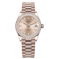 Réplique Montre Rolex Datejust 31 Everose en or rose avec cadran en diamant et lunette en diamant pour femme M278285RBR-0025