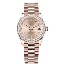 Réplique Montre Rolex Datejust 31 Everose en or rose avec cadran en diamant et lunette en diamant pour femme M278285RBR-0025