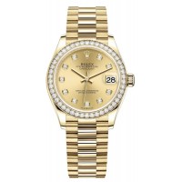 Réplique Montre pour femme Rolex Datejust 31 en or jaune avec cadran en diamant et lunette en diamant M278288RBR-0005