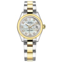 Réplique Montre pour femme Rolex Lady-Datejust 28 en acier inoxydable et or jaune avec cadran en nacre et diamant M279163-0014