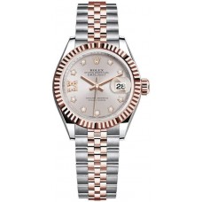 Réplique Montre pour femme Rolex Lady-Datejust 28 en acier et or Everose avec cadran diamant Sundust M279171-0019