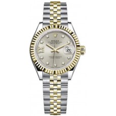 Réplique Montre pour femme Rolex Lady-Datejust 28 en acier inoxydable et or jaune avec cadran en diamant étoile argentée M279173-0003