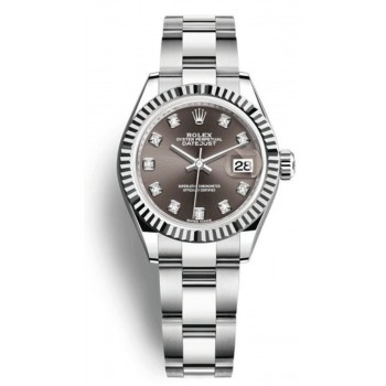 Réplique Montre Rolex Lady-Datejust 28 avec cadran diamant gris foncé pour femme M279174-0016