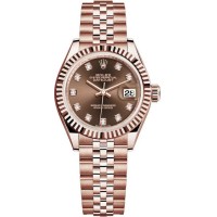 Réplique Montre pour femme Rolex Lady-Datejust 28 Everose Gold Chocolate Diamond Dial M279175-0010