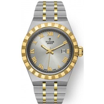 Réplique Montre unisexe Tudor Royal Silver Dial en acier inoxydable et or jaune M28303-0001