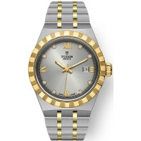 Réplique Montre unisexe Tudor Royal Silver Dial en acier inoxydable et or jaune M28303-0002