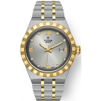 Réplique Montre unisexe Tudor Royal Silver Dial en acier inoxydable et or jaune M28303-0002