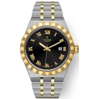 Réplique Montre unisexe Tudor Royal avec cadran noir en acier inoxydable et or jaune M28303-0003