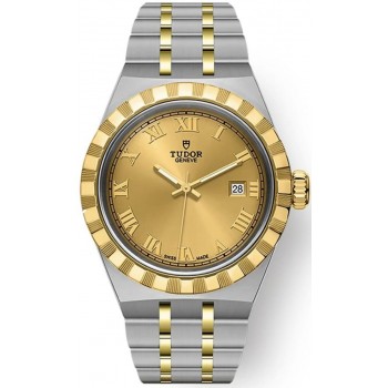 Réplique Montre unisexe Tudor Royal Date avec cadran champagne en acier inoxydable et or jaune M28303-0004