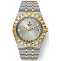 Réplique Montre unisexe Tudor Royal Silver Dial en acier inoxydable et or jaune M28403-0001