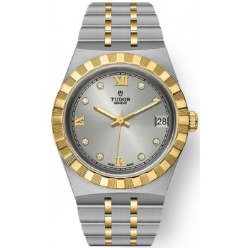 Réplique Montre unisexe Tudor Royal Silver Dial en acier inoxydable et or jaune M28403-0002