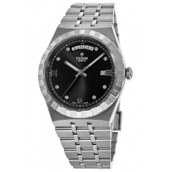 Réplique Montre pour homme Tudor Royal en acier avec cadran en diamant noir M28600-0004