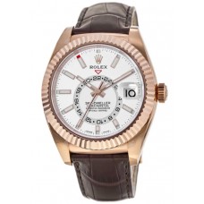 Réplique Montre pour homme Rolex Sky-Dweller à cadran blanc en or Everose 18 carats M326135-0006-SD