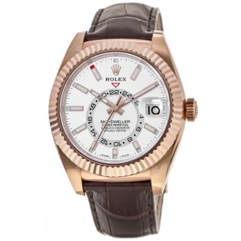 Réplique Montre pour homme Rolex Sky-Dweller à cadran blanc en or Everose 18 carats M326135-0006-SD