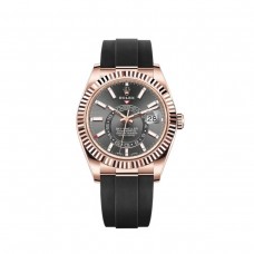 Réplique Montre pour homme Rolex Sky-Dweller en or Everose 18 carats avec cadran en ardoise OysterFlex et bracelet en caoutchouc OysterFlex M326235-0006