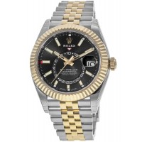 Réplique Rolex Sky-Dweller Cadran noir Noir Or jaune et amp; Montre pour homme en acier inoxydable M326933-0005