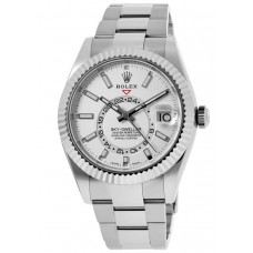 Réplique Montre Rolex Sky-Dweller en acier avec cadran blanc et lunette en or blanc pour homme Oyster M326934-0001