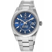 Réplique Montre pour homme Rolex Sky-Dweller avec cadran bleu et lunette dorée en acier M326934-0003