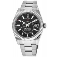 Réplique Montre pour homme Rolex Sky-Dweller avec cadran noir et lunette dorée en acier M326934-0005