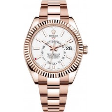 Réplique Montre pour homme Rolex Sky-Dweller 42 mm avec cadran blanc en or Everose 18 carats M326935-0005