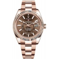 Réplique Montre pour homme Rolex Sky-Dweller 42 mm avec cadran marron en or rose M326935-0006