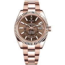 Réplique Montre pour homme Rolex Sky-Dweller 42 mm avec cadran marron en or rose M326935-0006