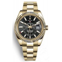 Réplique Montre pour homme Rolex Sky-Dweller 42 mm avec cadran noir en or jaune 18 carats M326938-0004