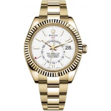 Réplique Montre pour homme Rolex Sky-Dweller 42 mm avec cadran blanc en or jaune 18 carats M326938-0005