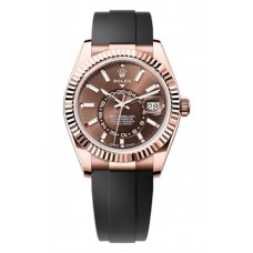 Réplique Montre Oysterflex pour homme Rolex Sky-Dweller en or rose et cadran chocolat M336235-0002