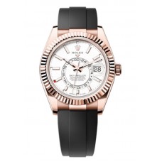 Réplique Montre Oysterflex pour homme Rolex Sky-Dweller en or rose et cadran blanc M336235-0003