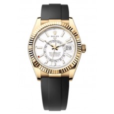 Réplique Montre Oysterflex pour homme Rolex Sky-Dweller en or jaune et cadran blanc M336238-0003