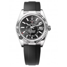 Réplique Montre Oysterflex pour homme Rolex Sky-Dweller en or blanc et cadran noir M336239-0002