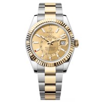 Réplique Montre Rolex Sky-Dweller jaune Rolesor avec cadran champagne Oyster pour homme M336933-0001