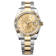 Réplique Montre Rolex Sky-Dweller jaune Rolesor avec cadran champagne Oyster pour homme M336933-0001