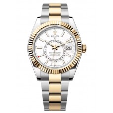 Réplique Montre Rolex Sky-Dweller jaune Rolesor à cadran blanc Oyster pour homme M336933-0005