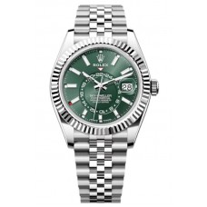 Réplique Montre Rolex Sky-Dweller blanche Rolesor avec cadran vert menthe pour homme M336934-0002