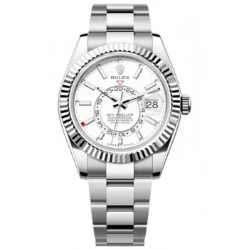 Réplique Montre Rolex Sky-Dweller White Rolesor à cadran blanc Oyster pour homme M336934-0003