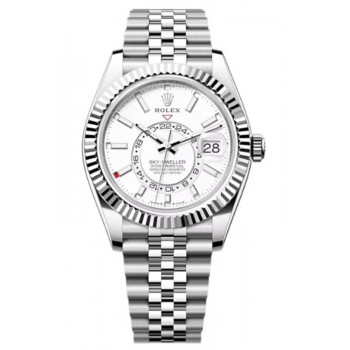 Réplique Montre Rolex Sky-Dweller blanche Rolesor à cadran blanc Jubilee pour homme M336934-0004