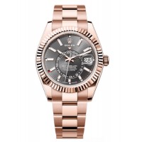 Réplique Montre Oyster pour homme Rolex Sky-Dweller en or rose avec cadran en ardoise M336935-0004