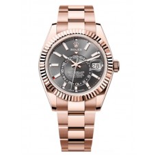 Réplique Montre Oyster pour homme Rolex Sky-Dweller en or rose avec cadran en ardoise M336935-0004