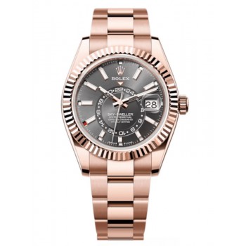 Réplique Montre Oyster pour homme Rolex Sky-Dweller en or rose avec cadran en ardoise M336935-0004