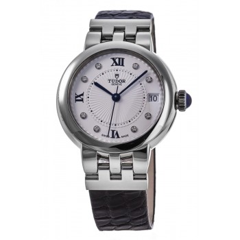 Réplique Montre Tudor Clair De Rose pour femme, cadran blanc, cuir noir, M35800-0006