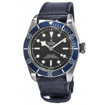 Réplique Montre Tudor Black Bay 41 automatique avec lunette bleue et bracelet en cuir bleu pour homme M79230B-0007