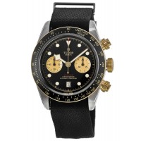 Réplique Tudor Black Bay Chrono Cadran Noir Acier &amp; Montre pour homme en or avec bracelet Nato noir M79363N-0003