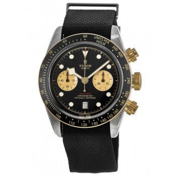 Réplique Tudor Black Bay Chrono Cadran Noir Acier &amp; Montre pour homme en or avec bracelet Nato noir M79363N-0003