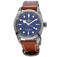 Réplique Montre unisexe Tudor Black Bay 36, cadran bleu, bracelet en cuir marron, M79500-0006