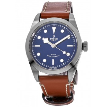 Réplique Montre unisexe Tudor Black Bay 36, cadran bleu, bracelet en cuir marron, M79500-0006